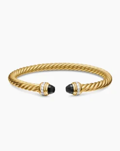 Classic Cablespira® Bracelet 18K Yellow Gold with Black Onyx and Diamonds, 5mm
