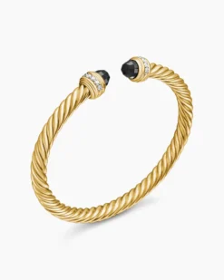 Classic Cablespira® Bracelet 18K Yellow Gold with Black Onyx and Diamonds, 5mm