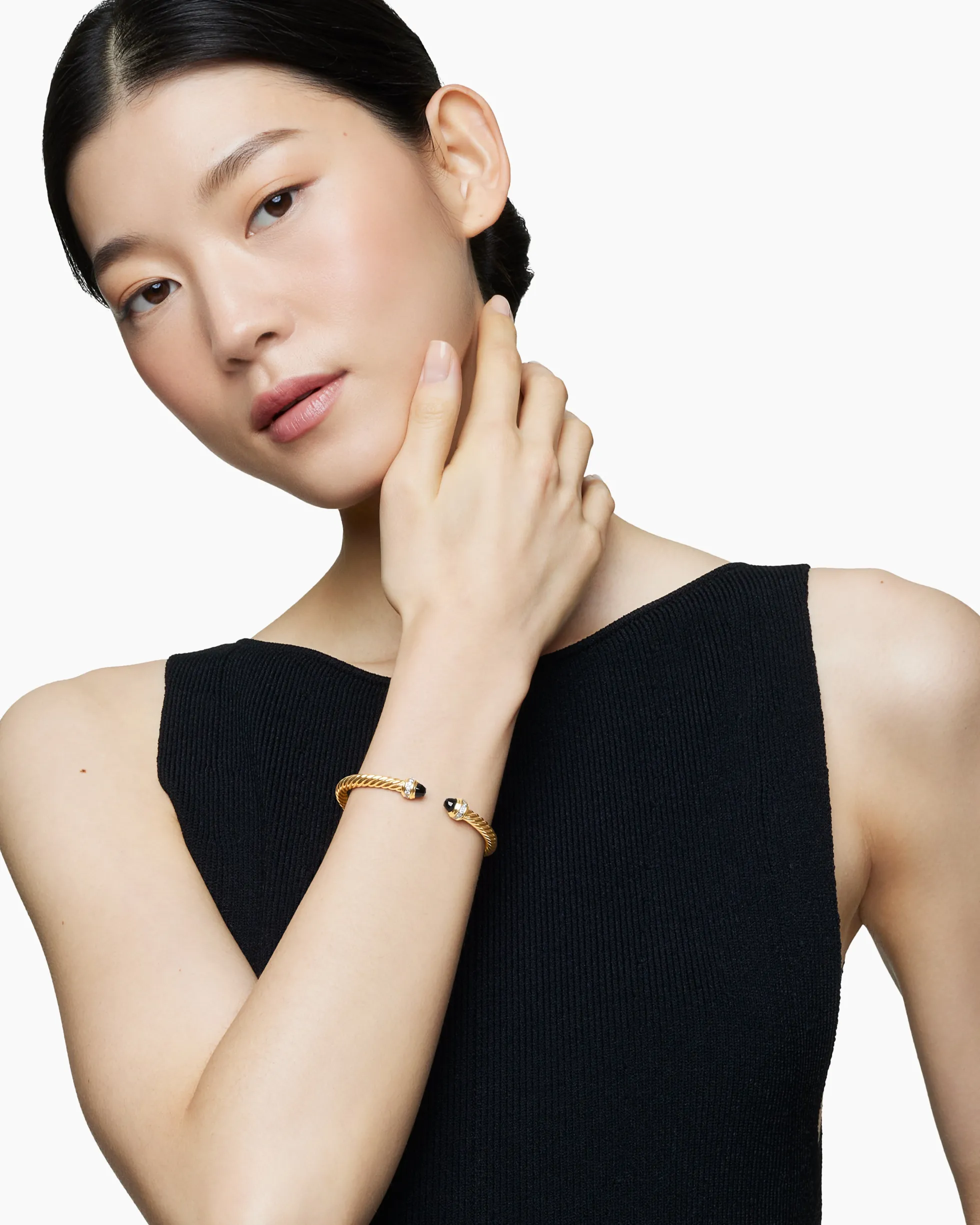 Classic Cablespira® Bracelet 18K Yellow Gold with Black Onyx and Diamonds, 5mm