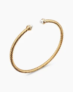 Classic Cablespira® Bracelet 18K Yellow Gold with Pearls and Diamonds, 3mm