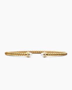 Classic Cablespira® Bracelet 18K Yellow Gold with Pearls and Diamonds, 3mm