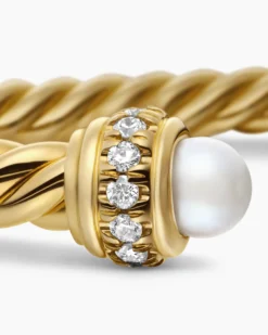 Classic Cablespira® Bracelet 18K Yellow Gold with Pearls and Diamonds, 3mm