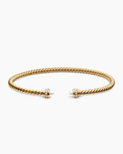 Classic Cablespira® Bracelet 18K Yellow Gold with Pearls and Diamonds, 3mm