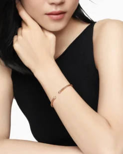 Classic Cablespira® Bracelet 18K Rose Gold with Morganite and Diamonds, 3mm