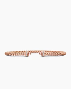 Classic Cablespira® Bracelet 18K Rose Gold with Morganite and Diamonds, 3mm