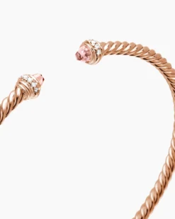 Classic Cablespira® Bracelet 18K Rose Gold with Morganite and Diamonds, 3mm