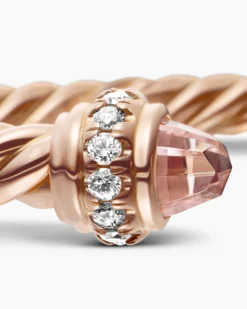 Classic Cablespira® Bracelet 18K Rose Gold with Morganite and Diamonds, 3mm