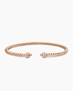 Classic Cablespira® Bracelet 18K Rose Gold with Morganite and Diamonds, 3mm