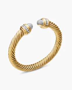 Classic Cablespira® Bracelet 18K Yellow Gold with Diamonds, 7mm