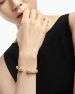 Classic Cablespira® Bracelet 18K Yellow Gold with Diamonds, 7mm