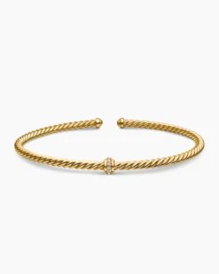 Classic Cablespira® Station Bracelet 18K Yellow Gold with Diamonds, 3mm