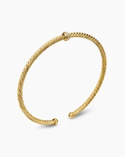Classic Cablespira® Station Bracelet 18K Yellow Gold with Diamonds, 3mm