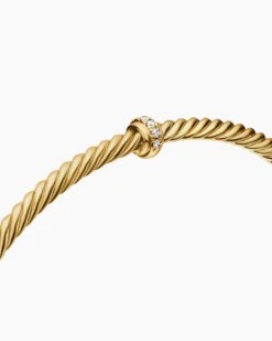 Classic Cablespira® Station Bracelet 18K Yellow Gold with Diamonds, 3mm