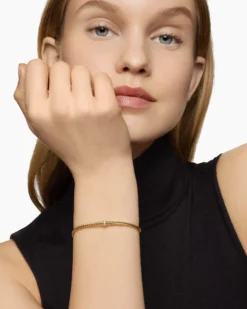 Classic Cablespira® Station Bracelet 18K Yellow Gold with Diamonds, 3mm
