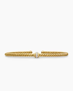 Classic Cablespira® Station Bracelet 18K Yellow Gold with Diamonds, 3mm
