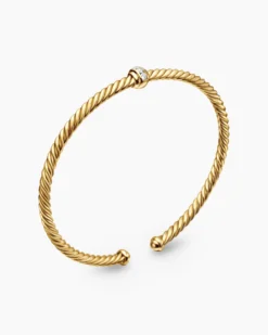 Classic Cablespira® Station Bracelet 18K Yellow Gold with Diamonds, 3mm