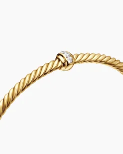 Classic Cablespira® Station Bracelet 18K Yellow Gold with Diamonds, 3mm