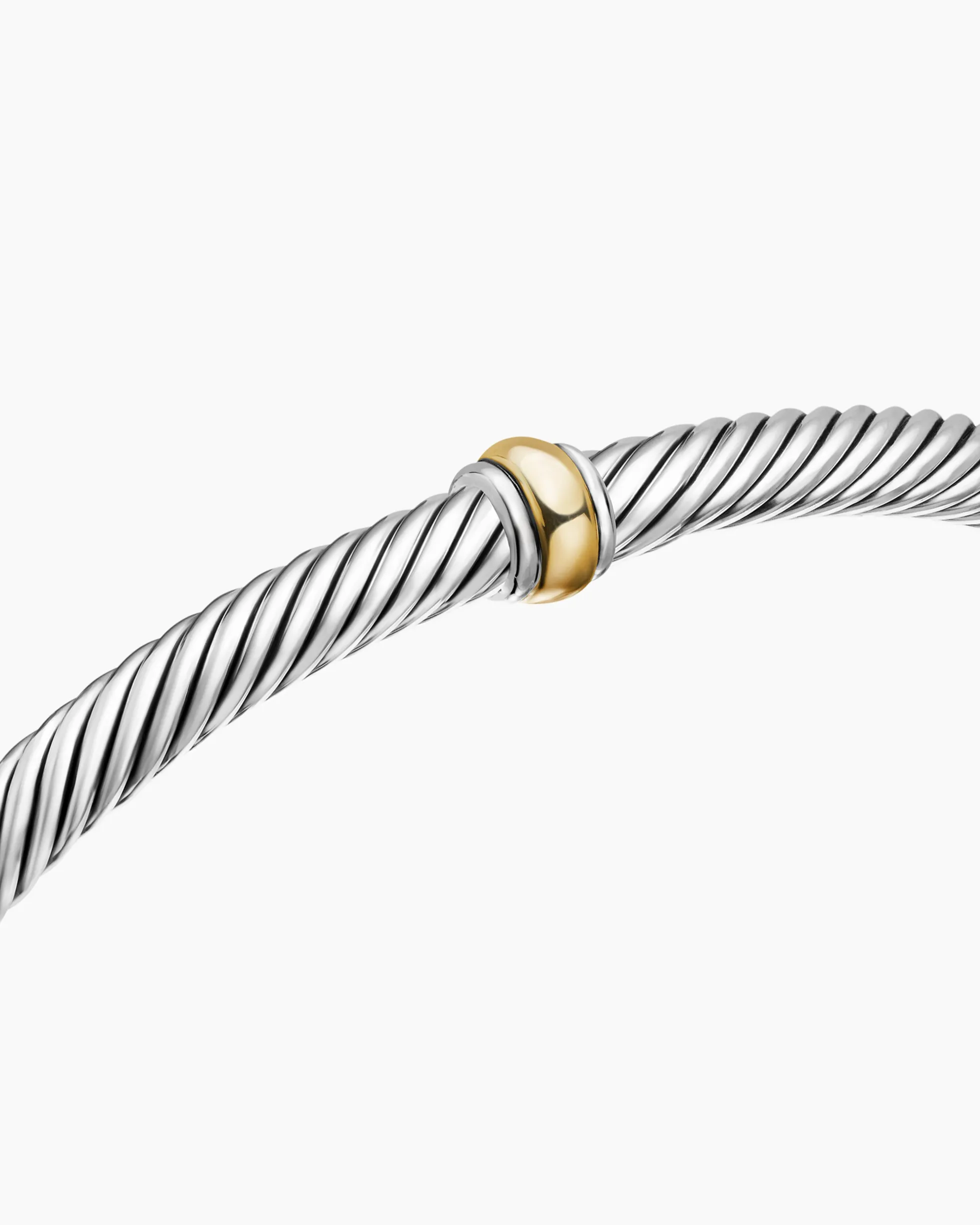 Classic Cable Station Bracelet Sterling Silver with 18K Yellow Gold, 4mm