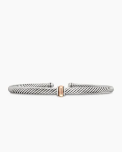 Classic Cable Station Bracelet Sterling Silver with 18K Rose Gold, 4mm