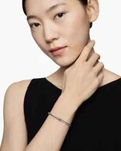 Classic Cable Station Bracelet Sterling Silver with 18K Rose Gold, 4mm
