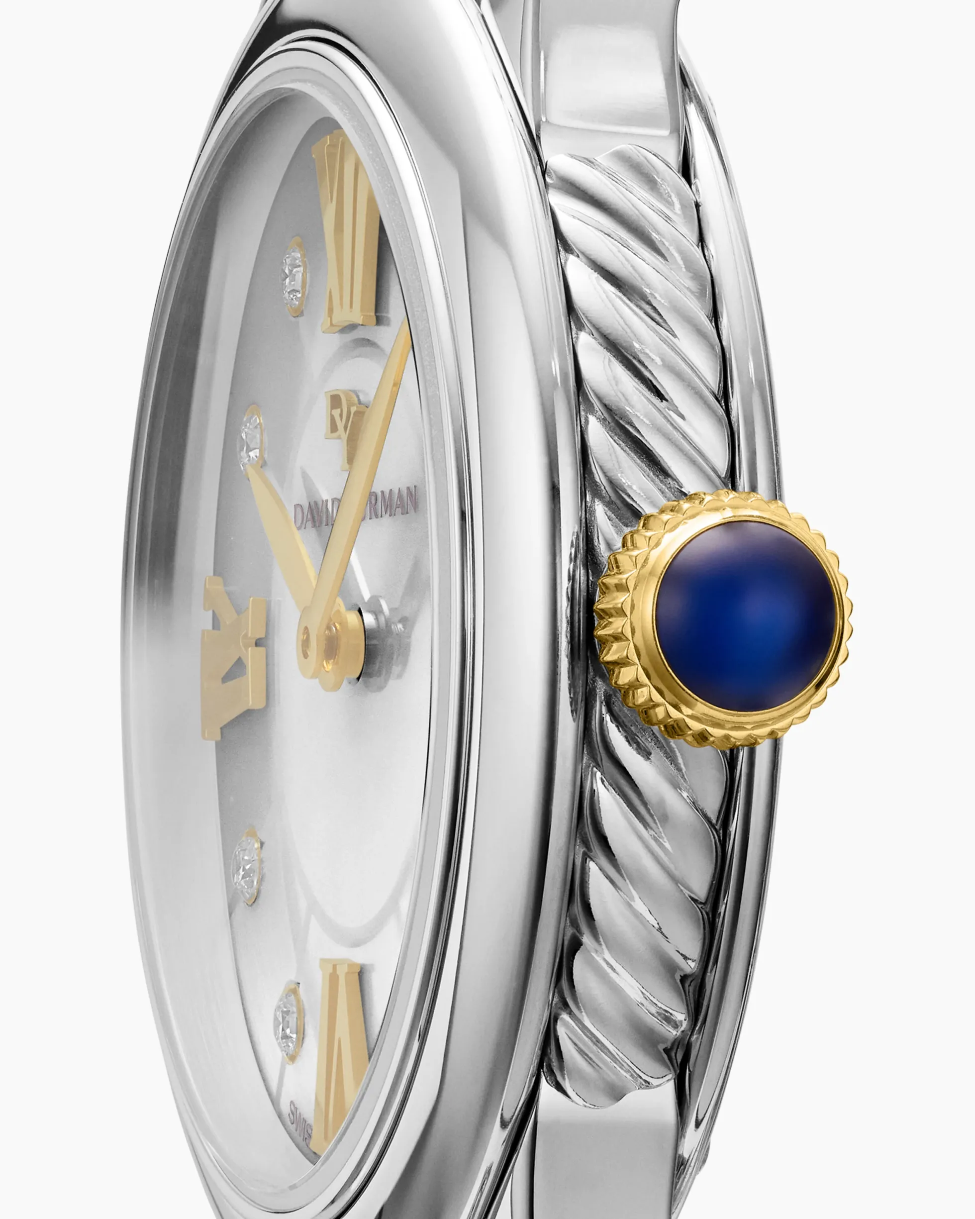Classic Quartz Watch Stainless Steel with 18K Yellow Gold and Diamonds, 30mm