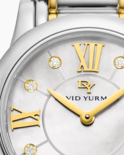 Classic Quartz Watch Stainless Steel with 18K Yellow Gold and Diamonds, 30mm