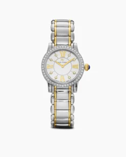 Classic Quartz Watch Stainless Steel with 18K Yellow Gold and Diamond Bezel, 30mm