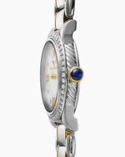 Classic Quartz Watch Stainless Steel with 18K Yellow Gold and Diamond Bezel, 30mm