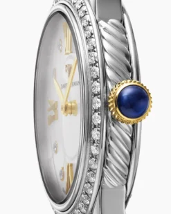 Classic Quartz Watch Stainless Steel with 18K Yellow Gold and Diamond Bezel, 30mm