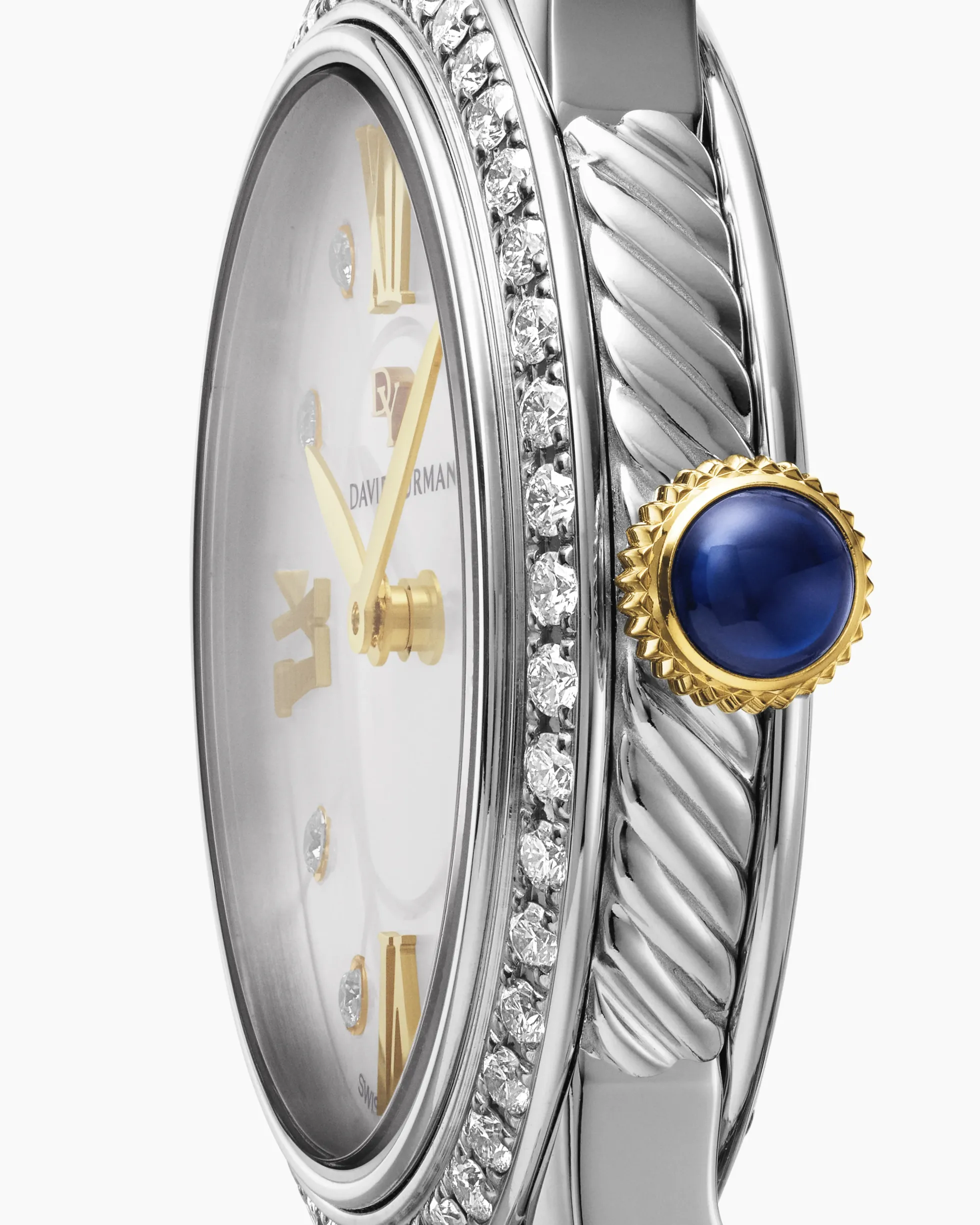 Classic Quartz Watch Stainless Steel with 18K Yellow Gold and Diamond Bezel, 30mm