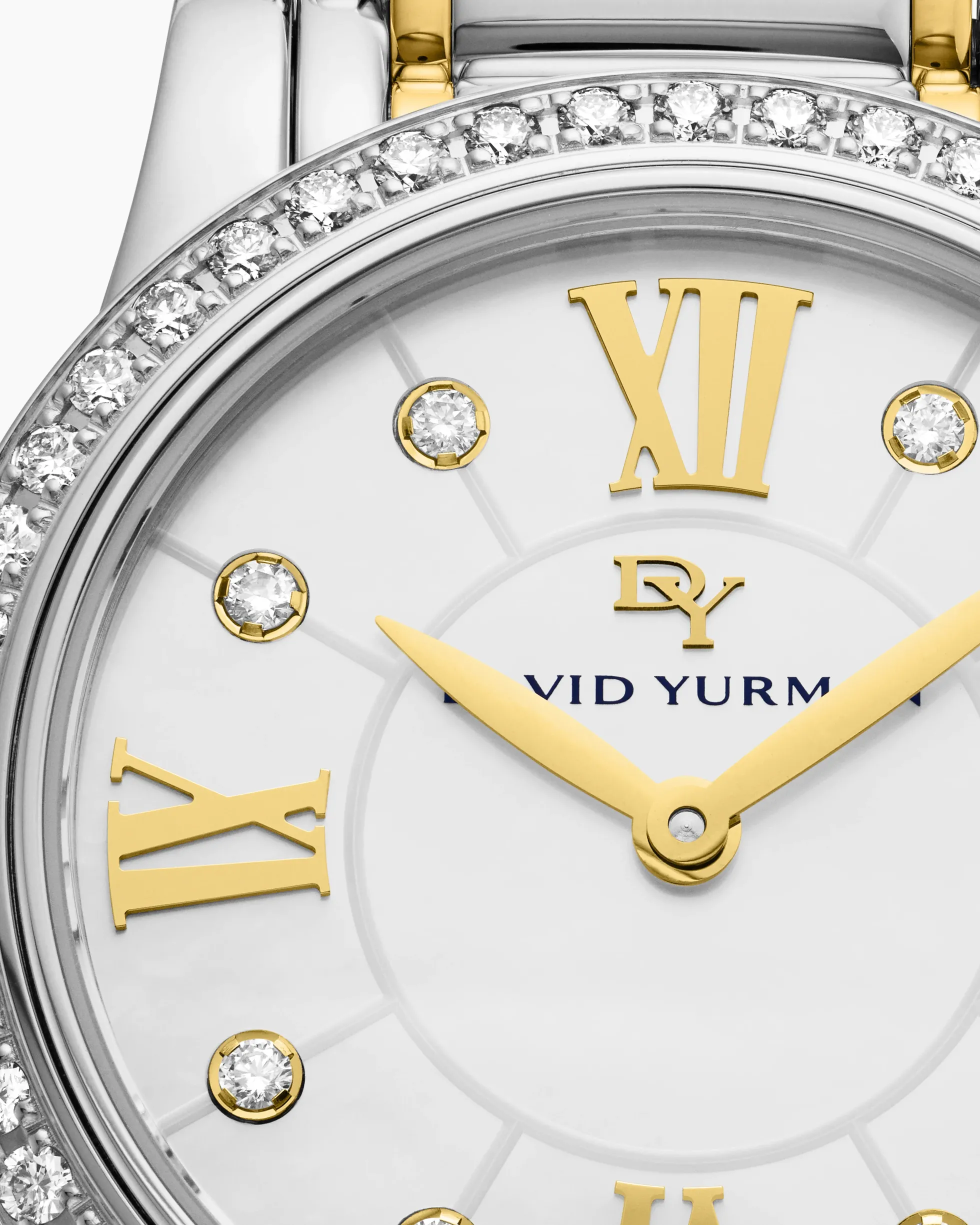 Classic Quartz Watch Stainless Steel with 18K Yellow Gold and Diamond Bezel, 30mm