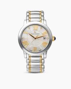 Classic Quartz Watch Stainless Steel with 18K Yellow Gold and Diamonds, 38mm