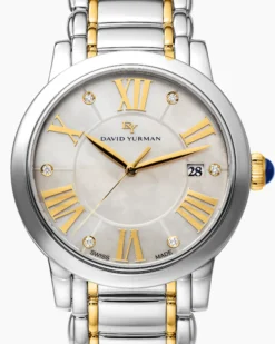 Classic Quartz Watch Stainless Steel with 18K Yellow Gold and Diamonds, 38mm