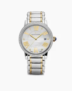 Classic Quartz Watch Stainless Steel with 18K Yellow Gold and Diamond Bezel, 38mm