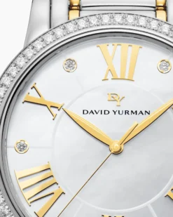 Classic Quartz Watch Stainless Steel with 18K Yellow Gold and Diamond Bezel, 38mm