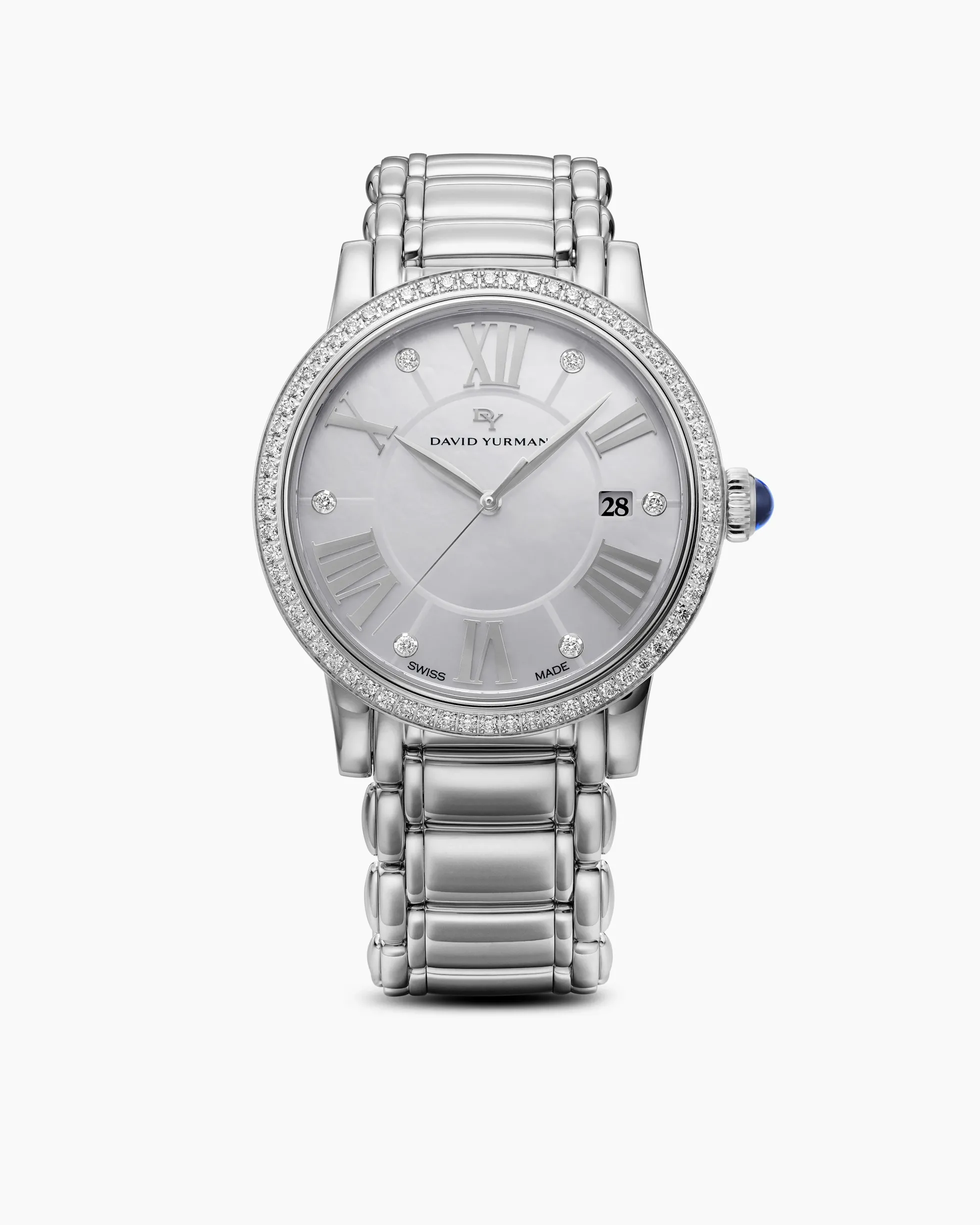 Classic Quartz Watch Stainless Steel with Diamond Bezel, 38mm