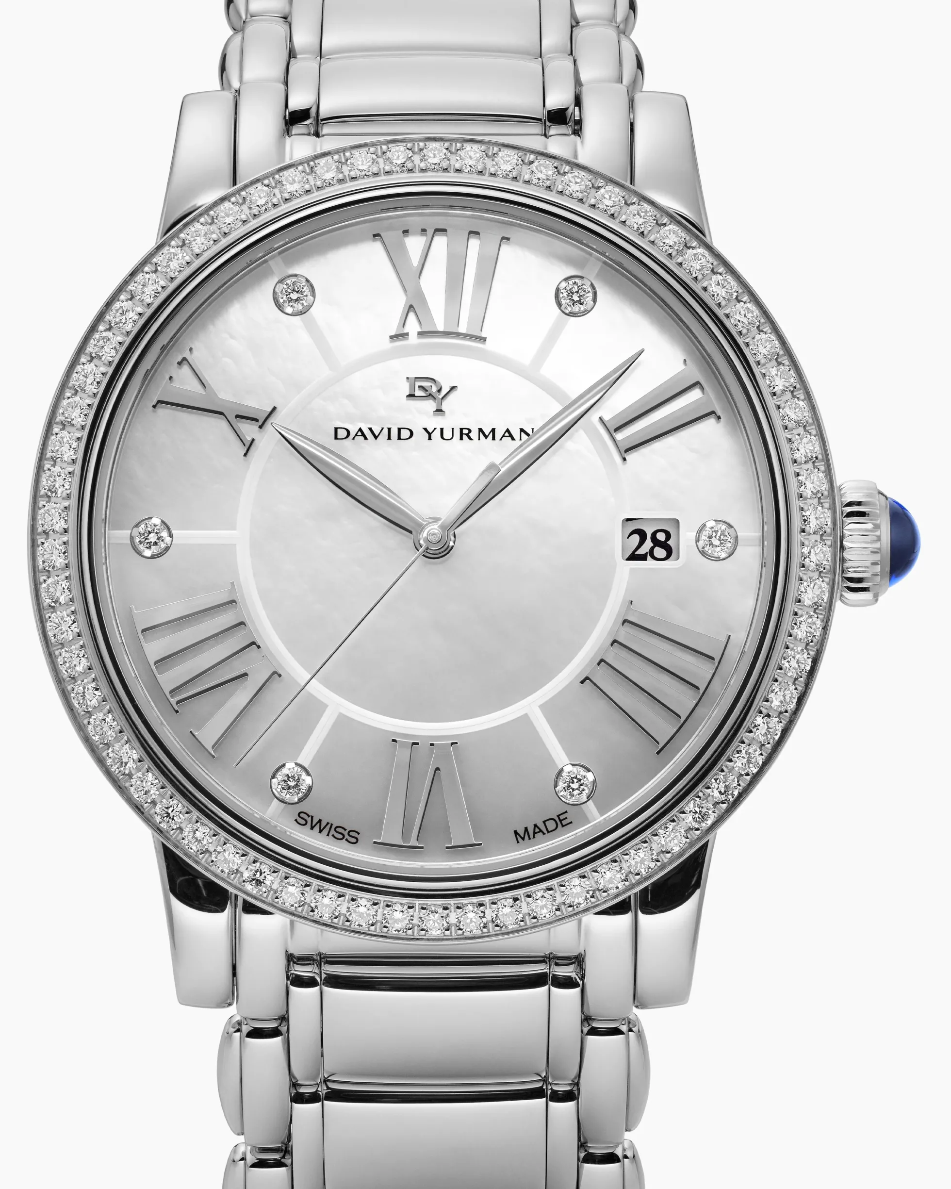Classic Quartz Watch Stainless Steel with Diamond Bezel, 38mm