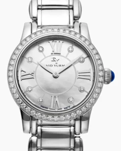 Classic Quartz Watch Stainless Steel with Diamond Bezel, 30mm
