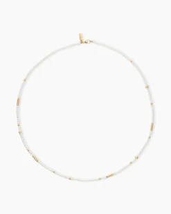 Color Bead Necklace 18K Yellow Gold with Pearls, 4mm