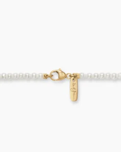Color Bead Necklace 18K Yellow Gold with Pearls, 4mm