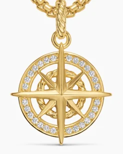 Compass Amulet 18K Yellow Gold with Diamonds, 21.3mm