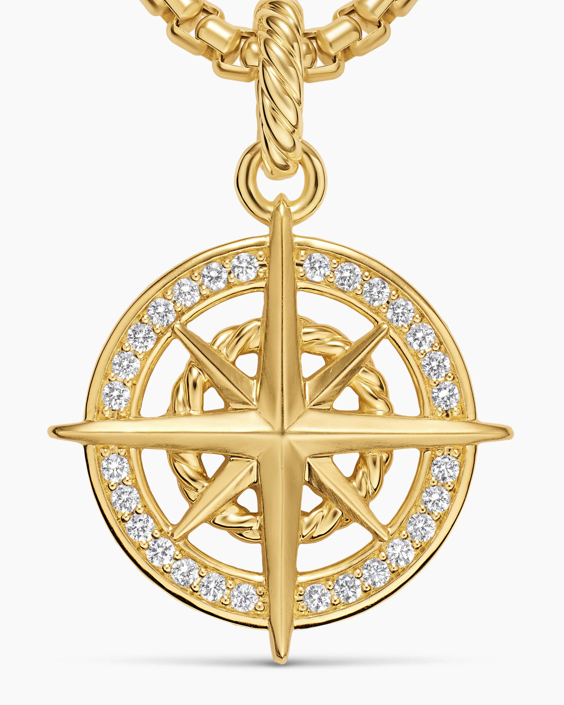 Compass Amulet 18K Yellow Gold with Diamonds, 21.3mm