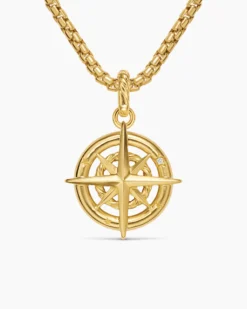 Compass Amulet 18K Yellow Gold with Diamonds, 21.3mm