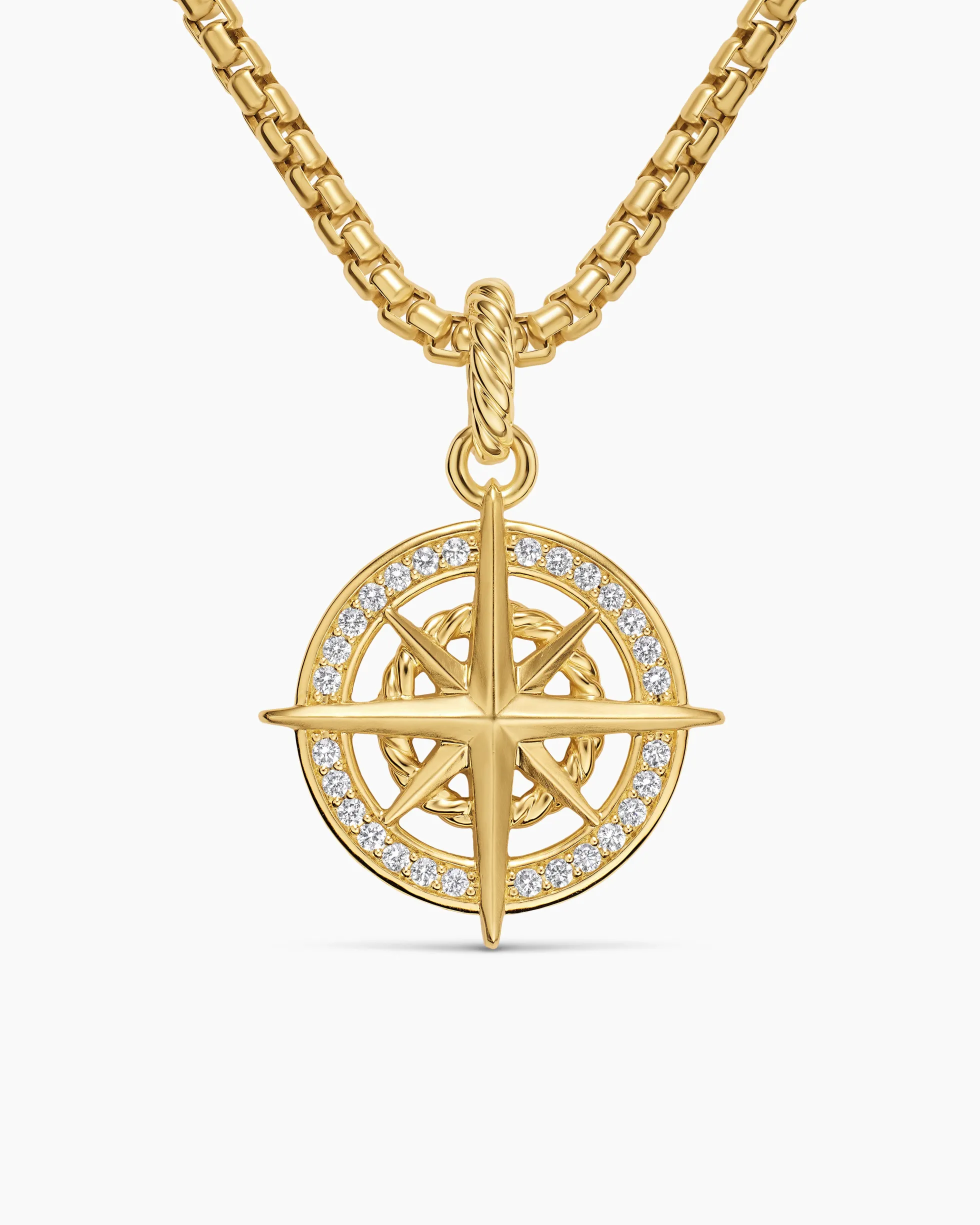 Compass Amulet 18K Yellow Gold with Diamonds, 21.3mm