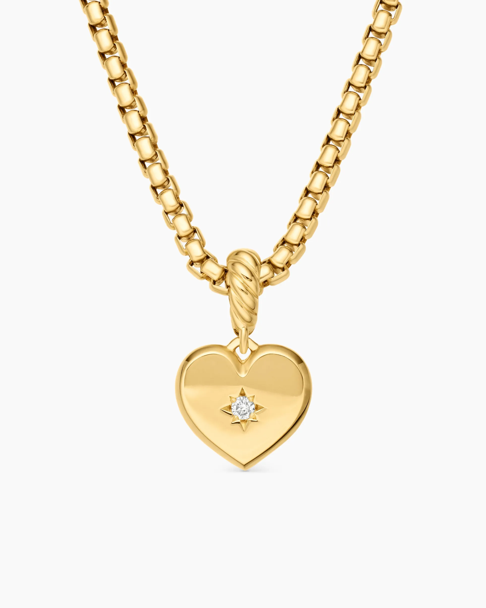 Compass Heart Amulet 18K Yellow Gold with Center Diamond, 11.3mm