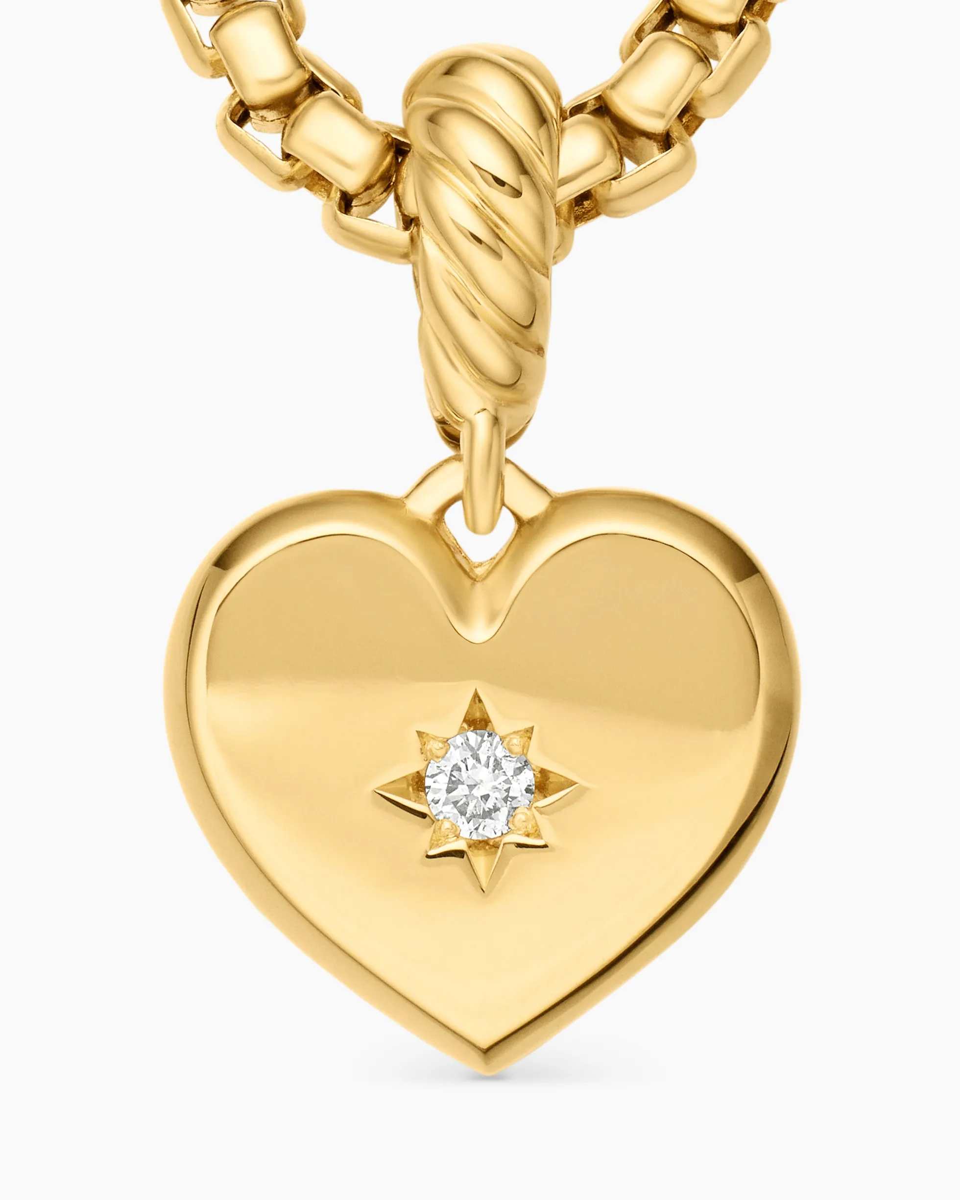 Compass Heart Amulet 18K Yellow Gold with Center Diamond, 11.3mm