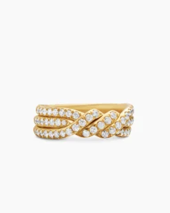 Continuance® Three Row Band Ring 18K Yellow Gold with Diamonds, 6mm