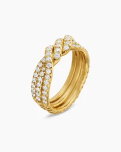 Continuance® Three Row Band Ring 18K Yellow Gold with Diamonds, 6mm
