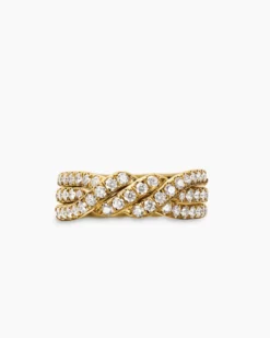 Continuance® Three Row Band Ring 18K Yellow Gold with Diamonds, 6mm