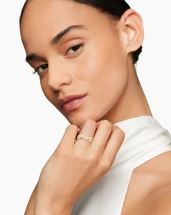 Continuance® Three Row Band Ring 18K Yellow Gold with Diamonds, 6mm